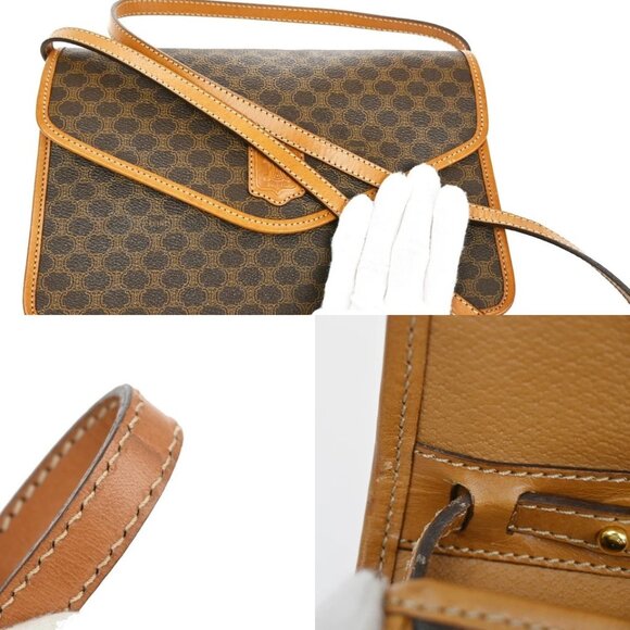 CELINE Macadam Pattern 2Way Crossbody Shoulder Bag PVC Leather Brown 318-082525 - Picture 9 of 16